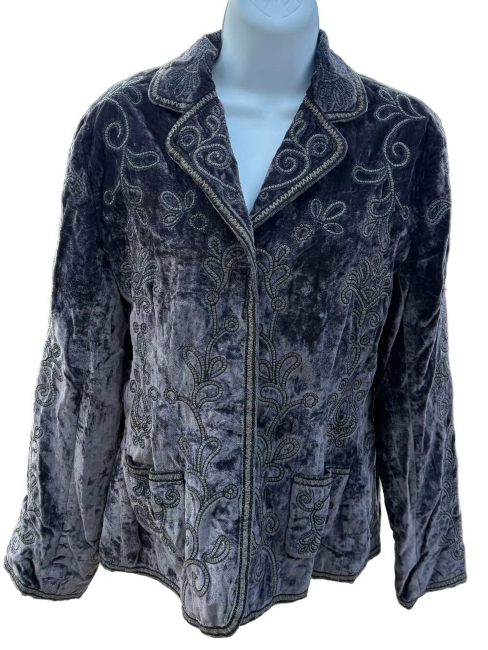 Laura Ashley embroidered Purple velvet blazer size SMALL